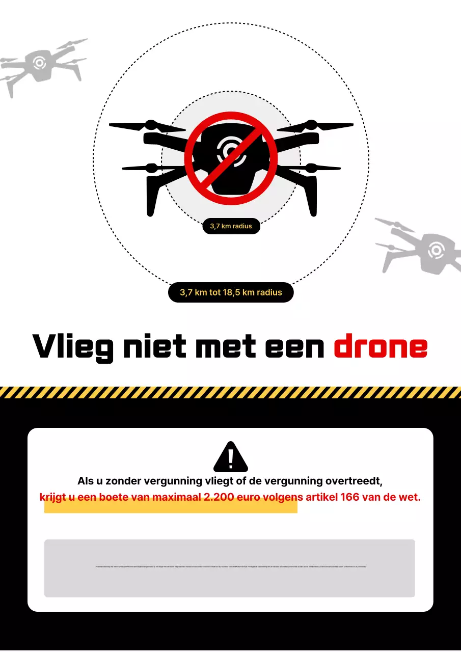 Zwarte eenvoudige drone-waarschuwing