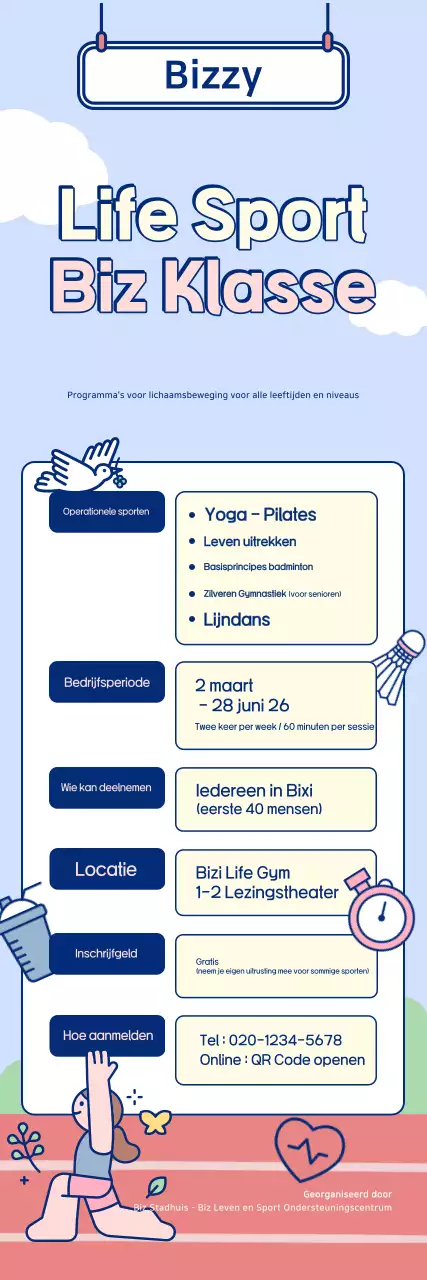 Sky Blue Cute Gym Education Program Guide