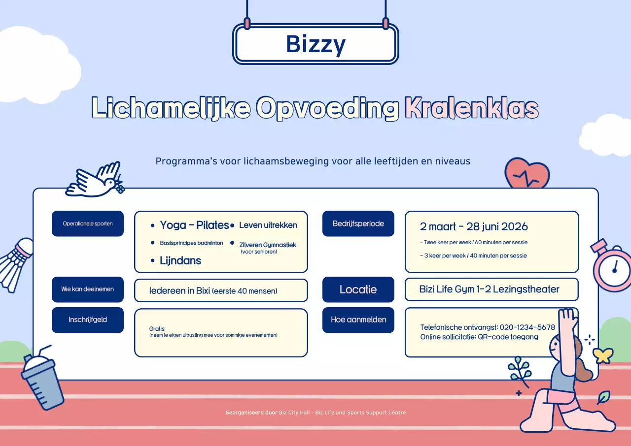 Sky Blue Cute Gym Education Program Guide