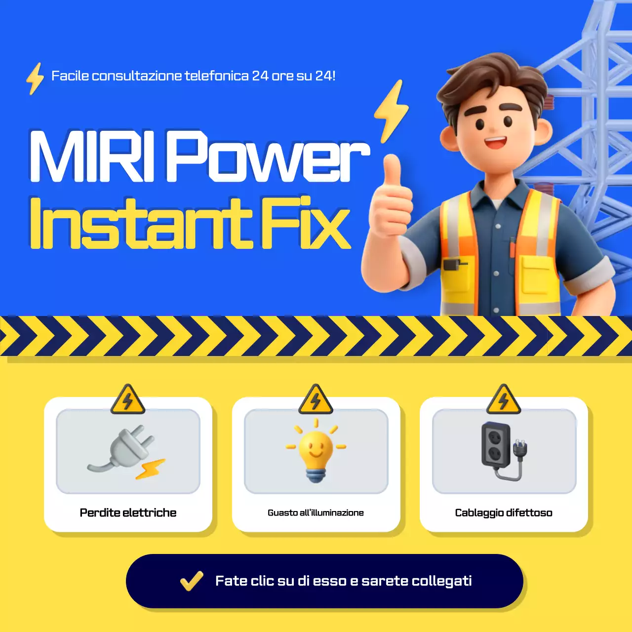 Pubblicità del servizio elettrico moderno blu