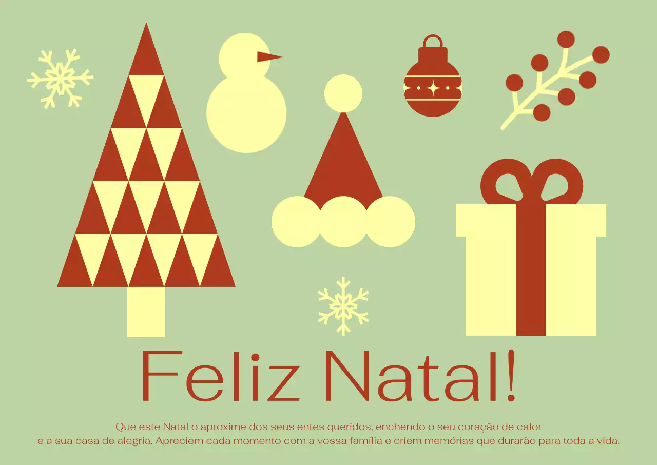 Cartão de Natal simples em tom cáqui