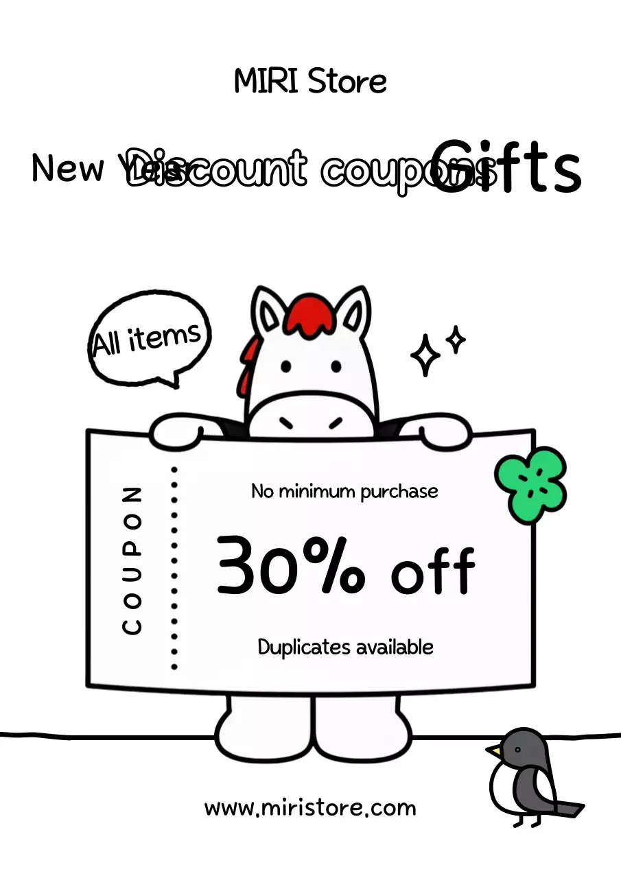 Acara Kupon Diskon Karakter Kuda Merah Lucu