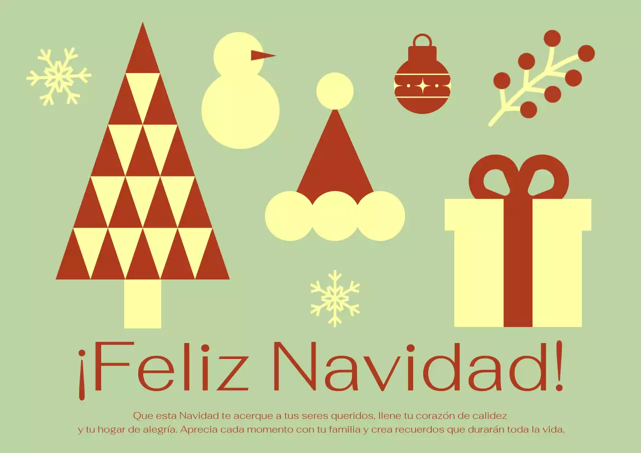 Tarjeta navideña sencilla en color caqui