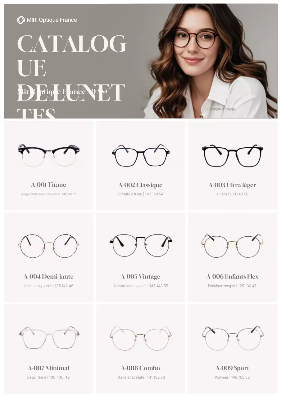 Catalogue de lunettes modernes grises