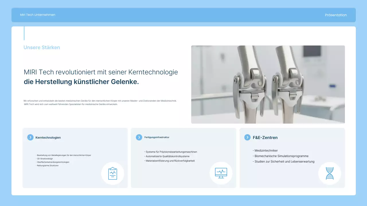 Wir stellen Ihnen Sky Blue, ein modernes Unternehmen für die Herstellung von Gelenkimplantaten, vor.