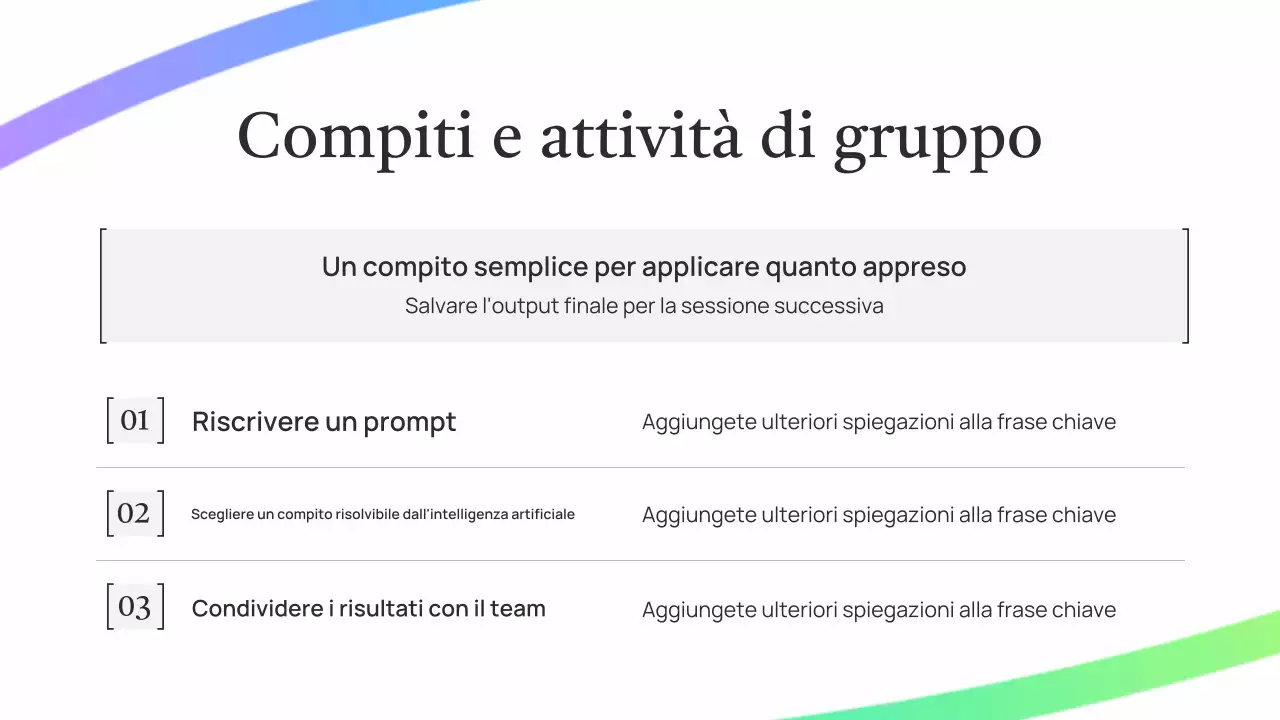 Presentazione della lezione sull'intelligenza artificiale verde semplice