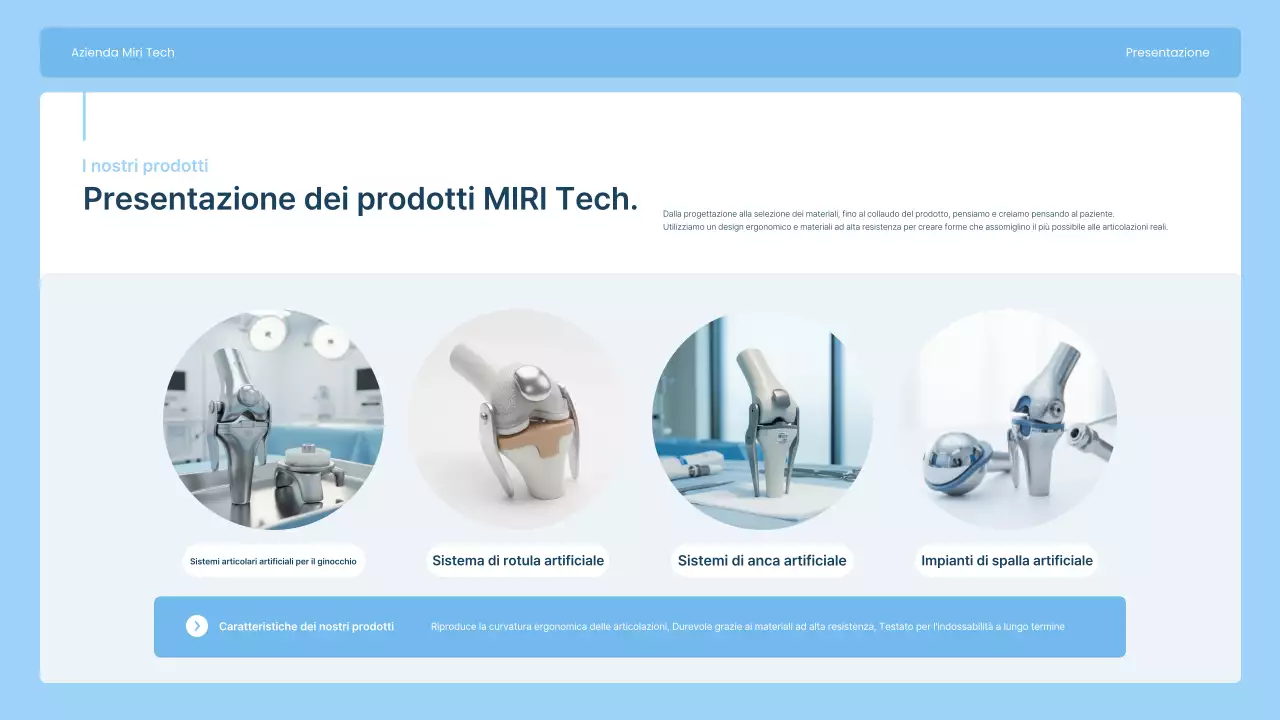 Presentazione di Sky Blue Modern Joint Implant Manufacturing Company