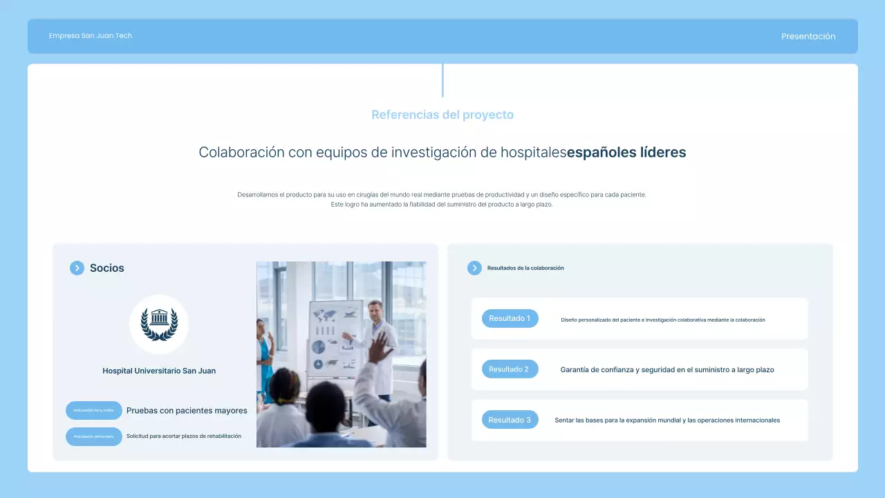 Presentamos Sky Blue Modern Joint Implant Manufacturing Company