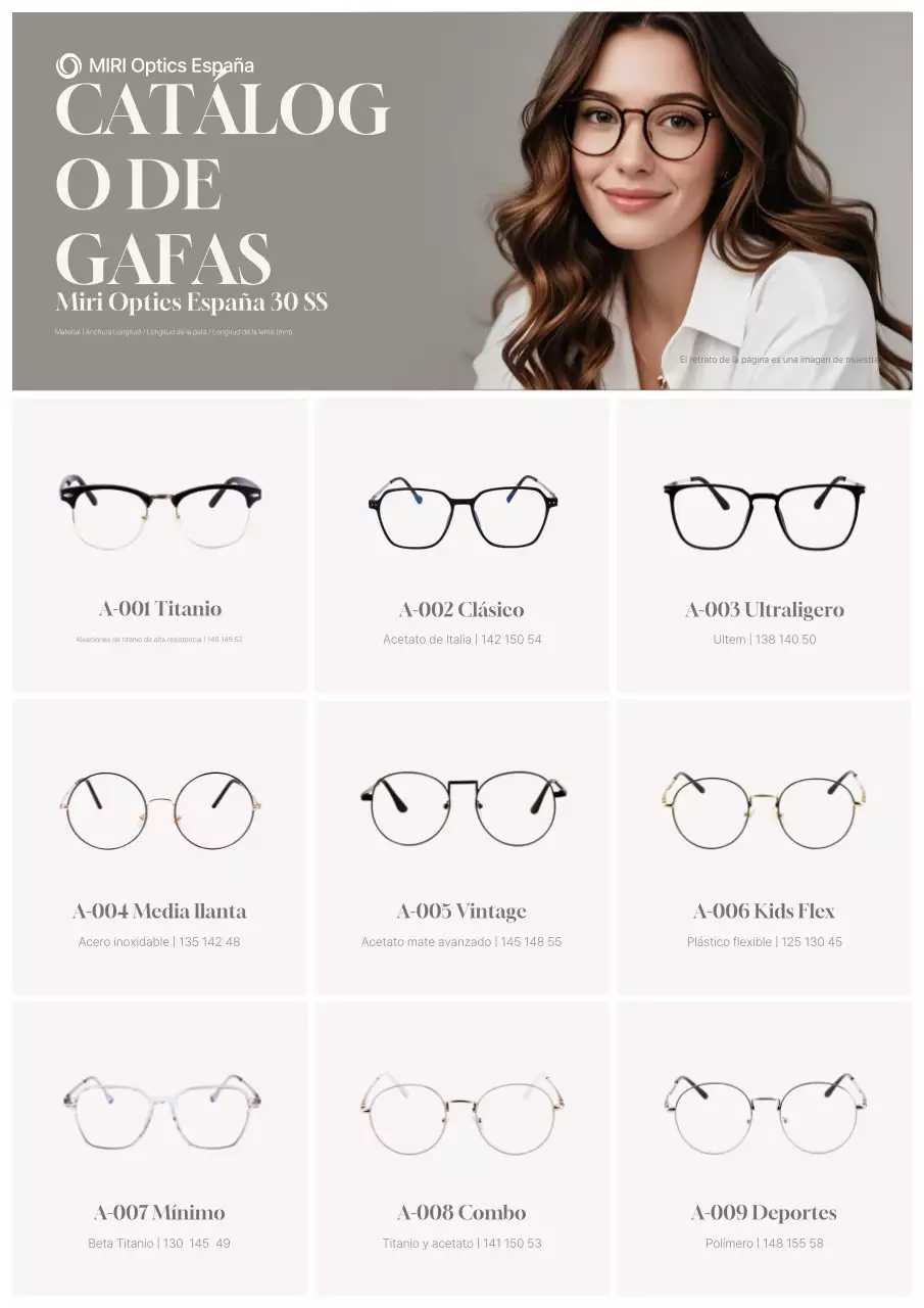 Catálogo de gafas modernas grises