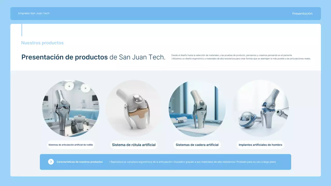 Presentamos Sky Blue Modern Joint Implant Manufacturing Company