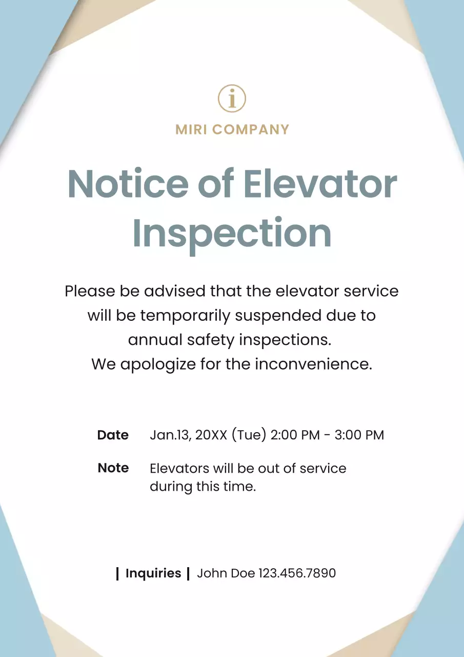 Thông báo an toàn đơn giản màu be