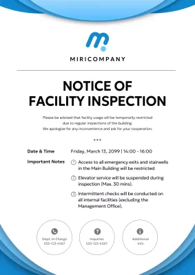 blue modern facility notice