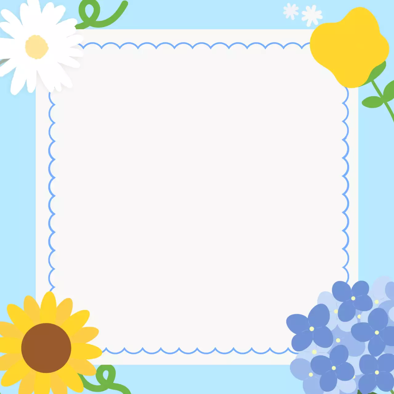 하늘색 아기자기한 엽서 포토프레임