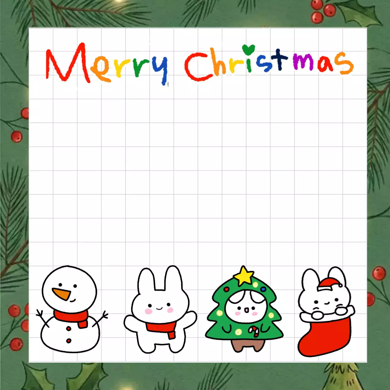 초록 아기자기한 크리스마스 엽서