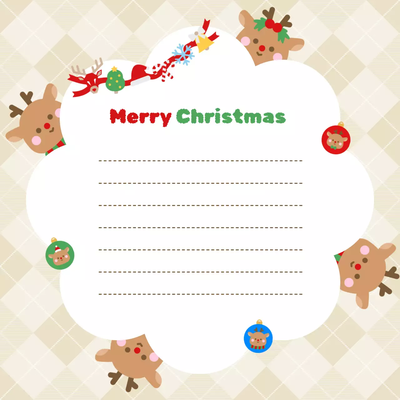 베이지 아기자기한 크리스마스 노트