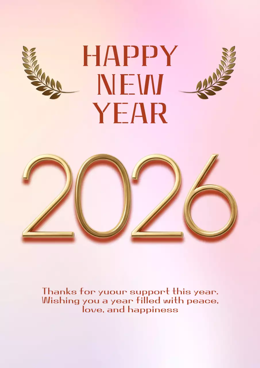 핑크 심플 새해 인사