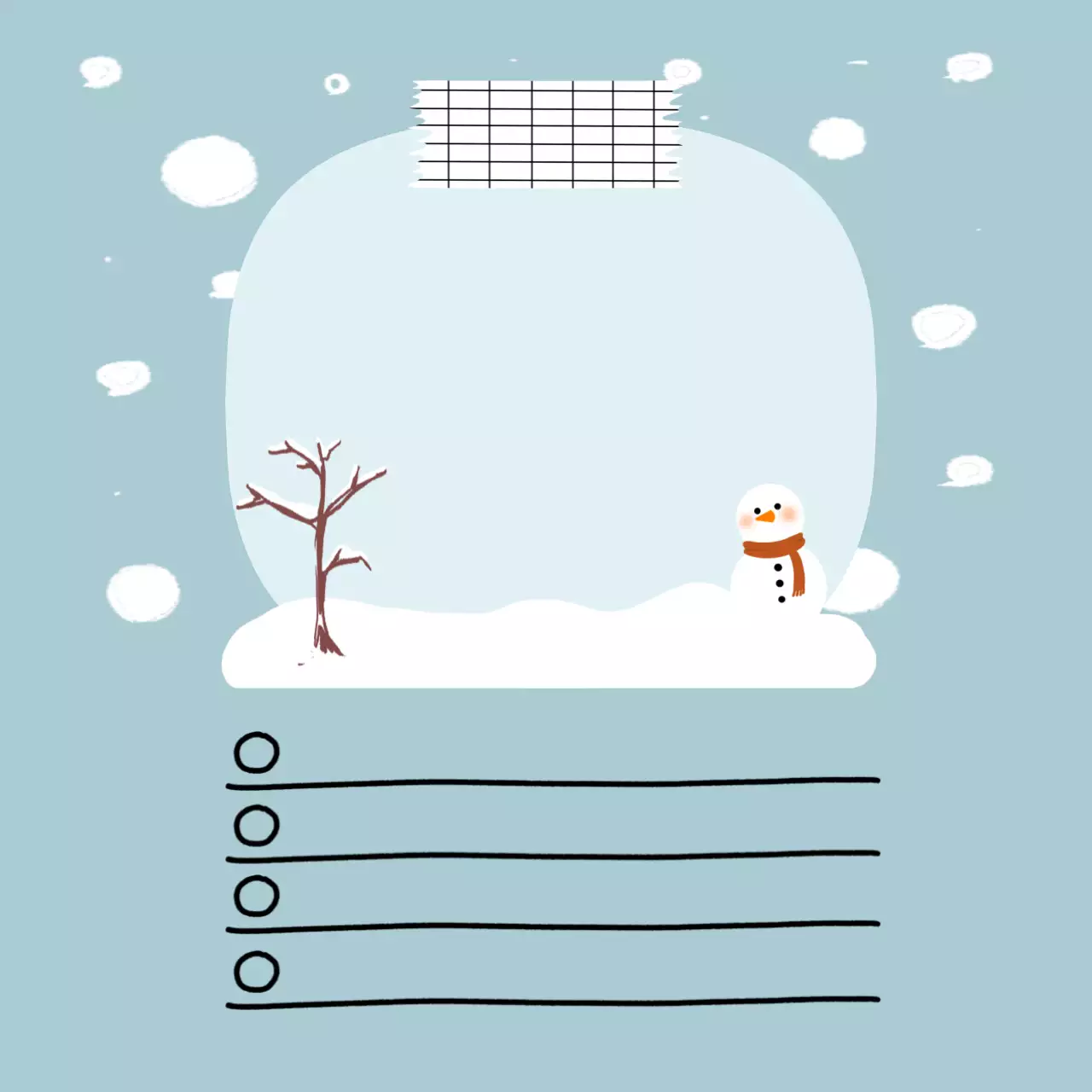 하늘색 아기자기한 겨울 메모지