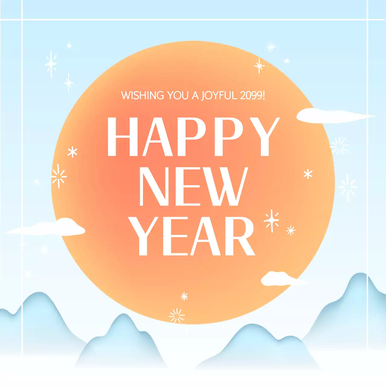 blue minimal new year's greeting message