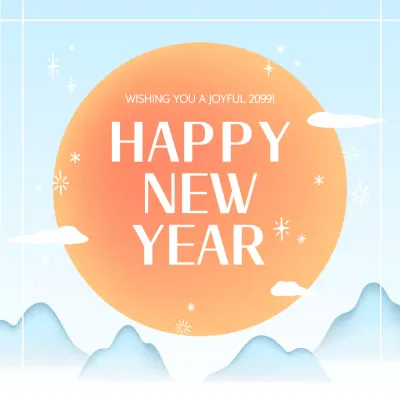 pesan ucapan tahun baru minimalis berwarna biru