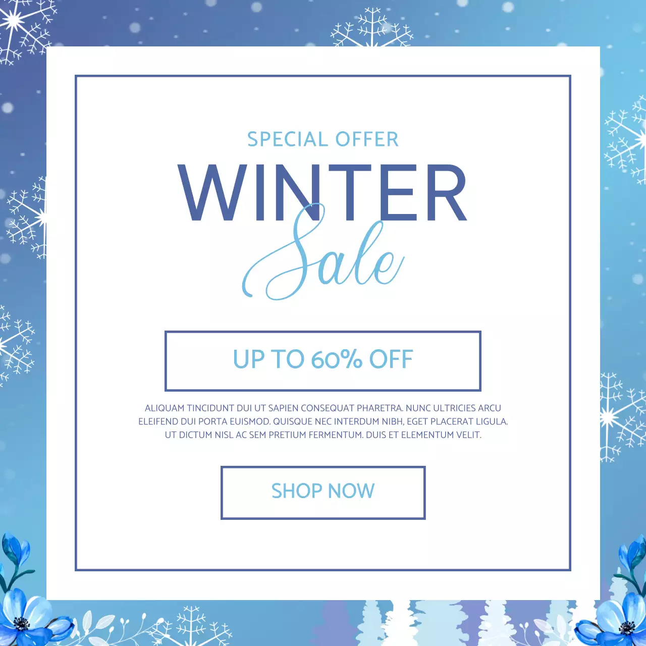Blue modern winter sale promotion
