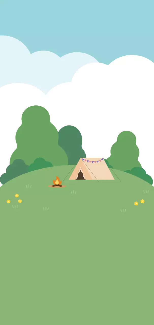 하늘색 아기자기한 캠핑 포스터