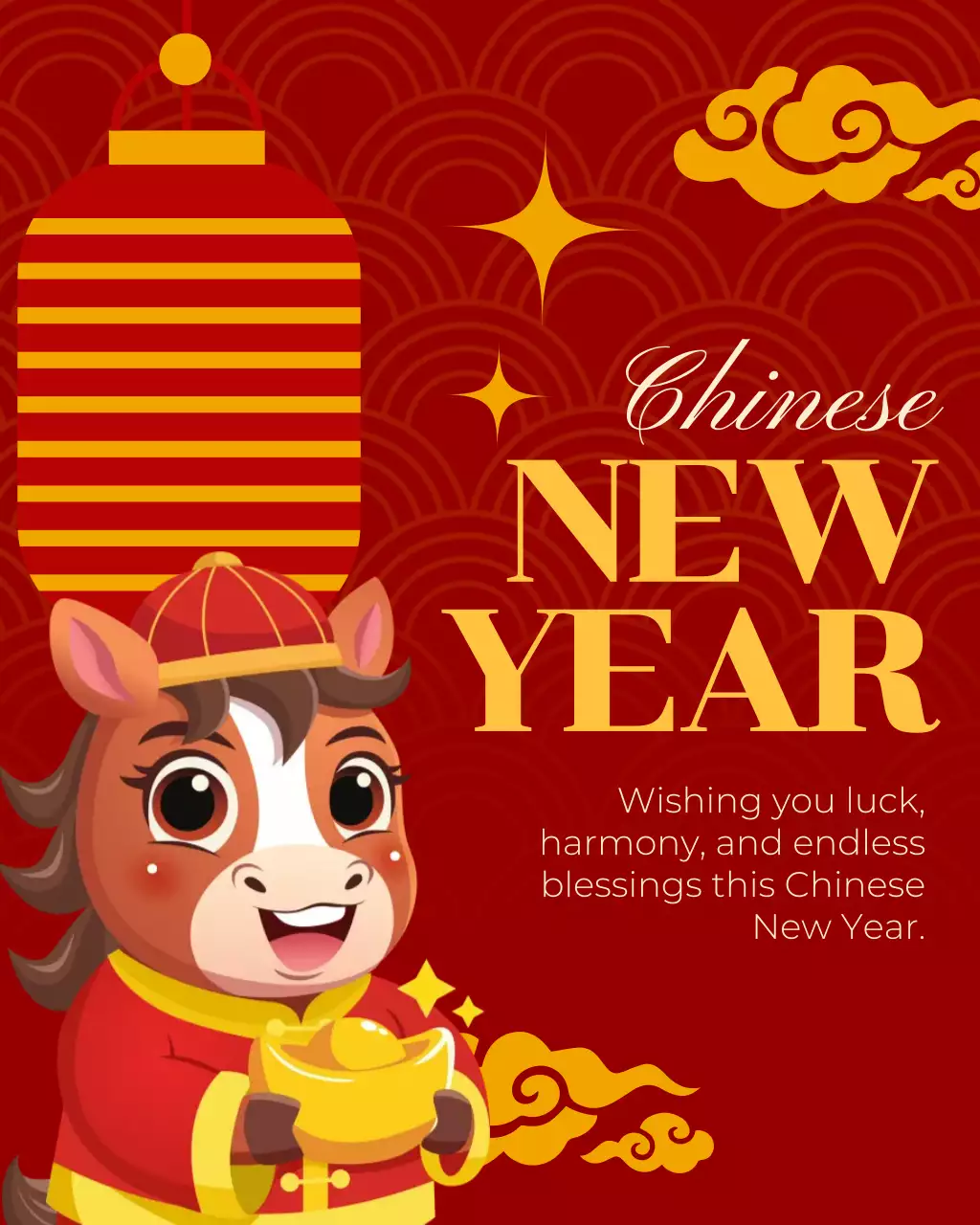 Red Gold Illustrative Chinese New Year
