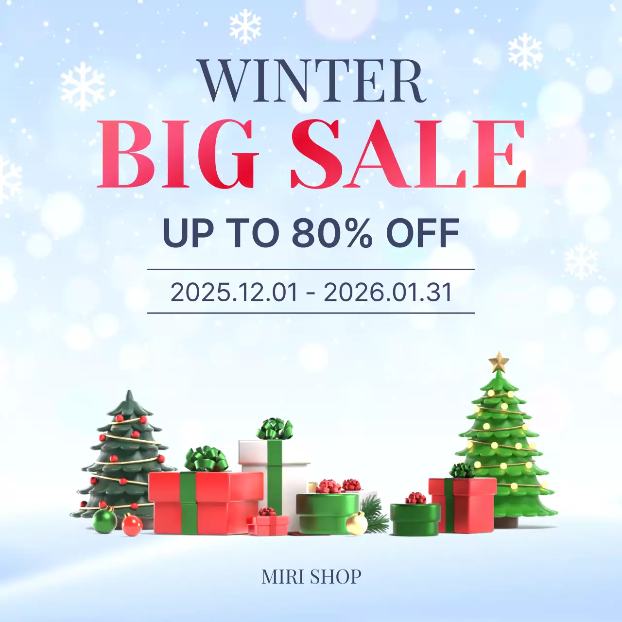 하늘색 심플 겨울 세일 이벤트 홍보