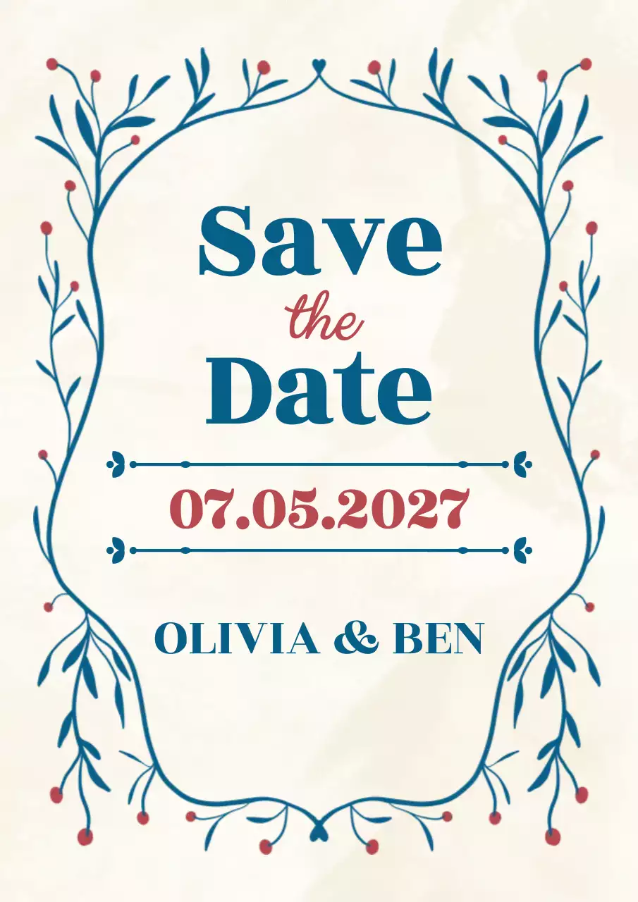 Save the date floral frame