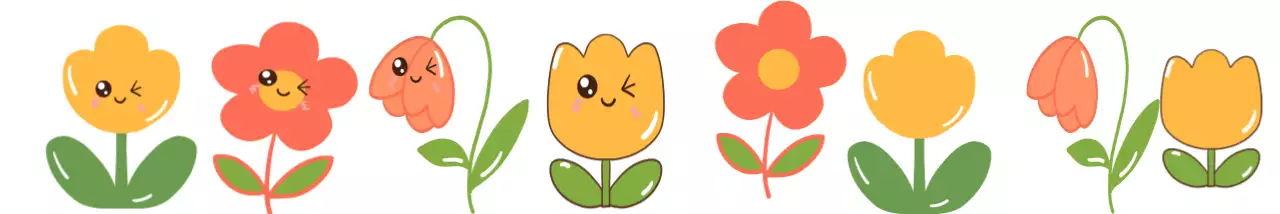 주황 아기자기한 꽃 스티커