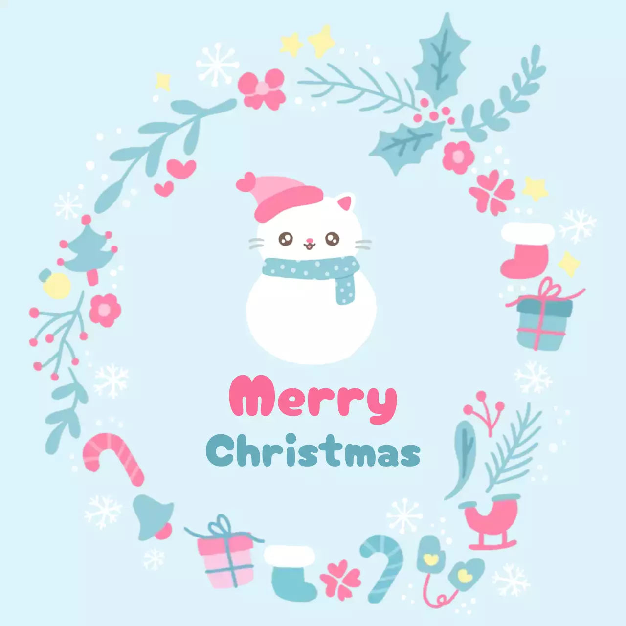 하늘색 아기자기한 크리스마스 장식