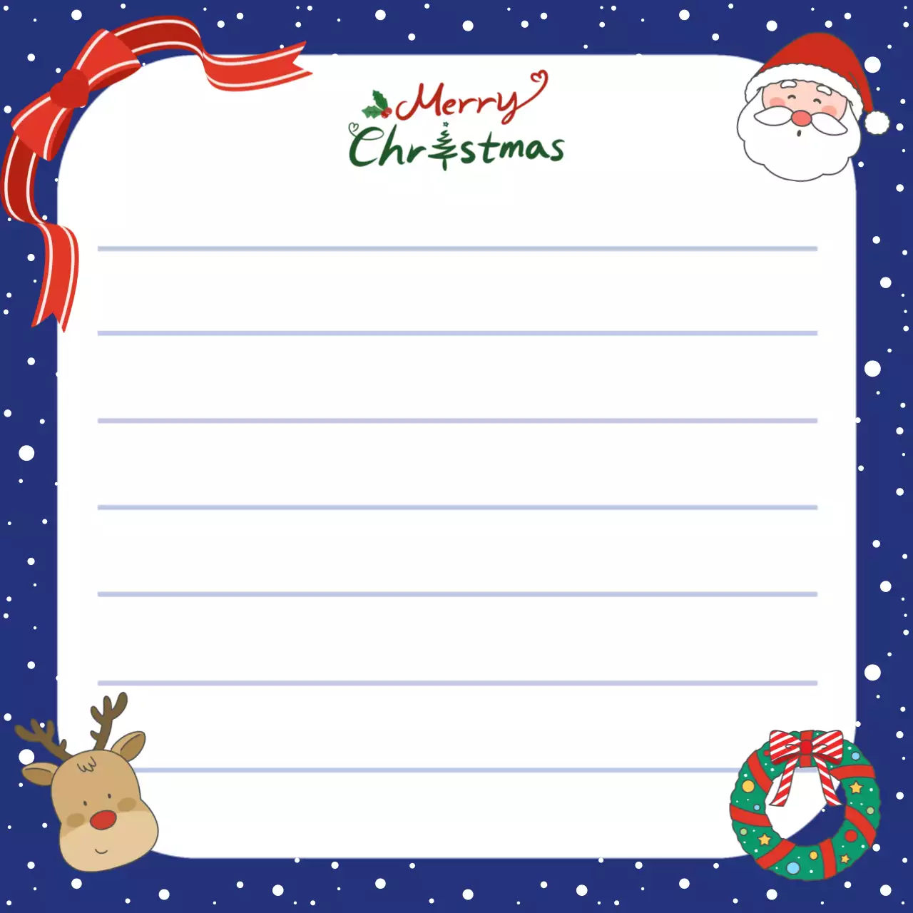 파랑 아기자기한 크리스마스 편지지