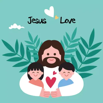 민트 아기자기한 예수님 포스터