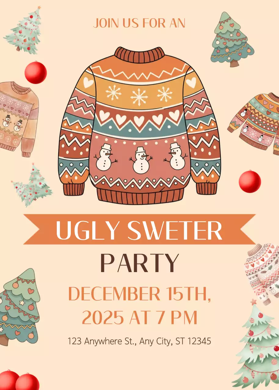 Orange retro holiday invitation