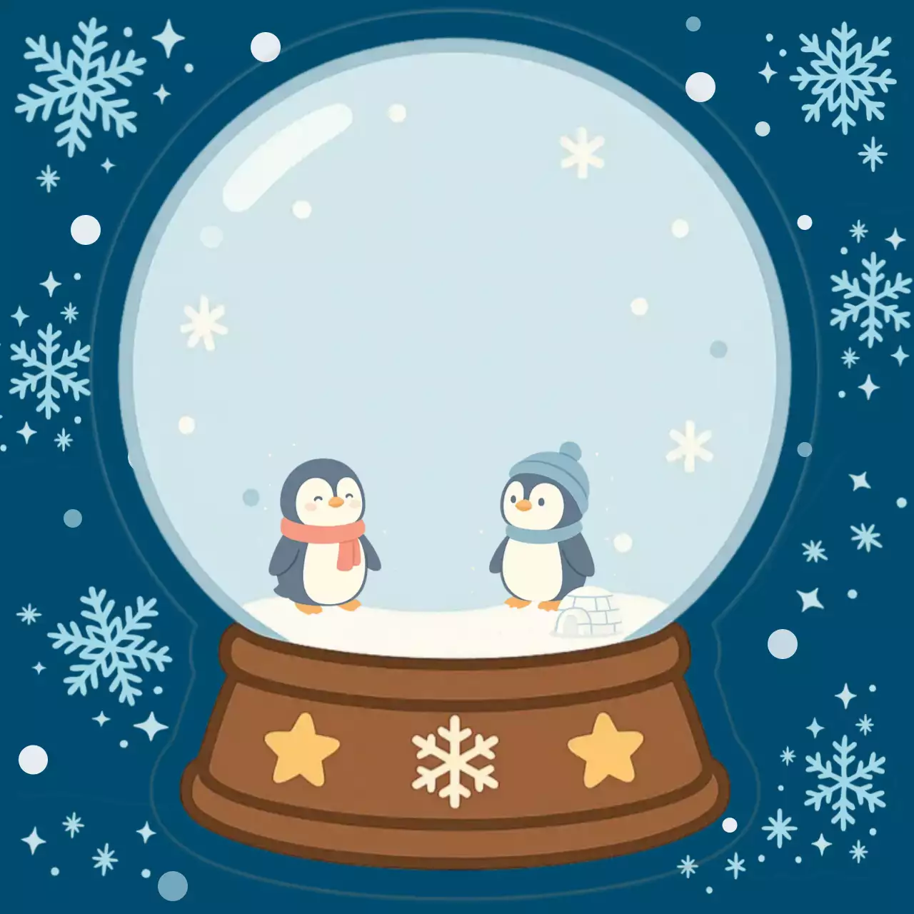 파랑 아기자기한 겨울 엽서