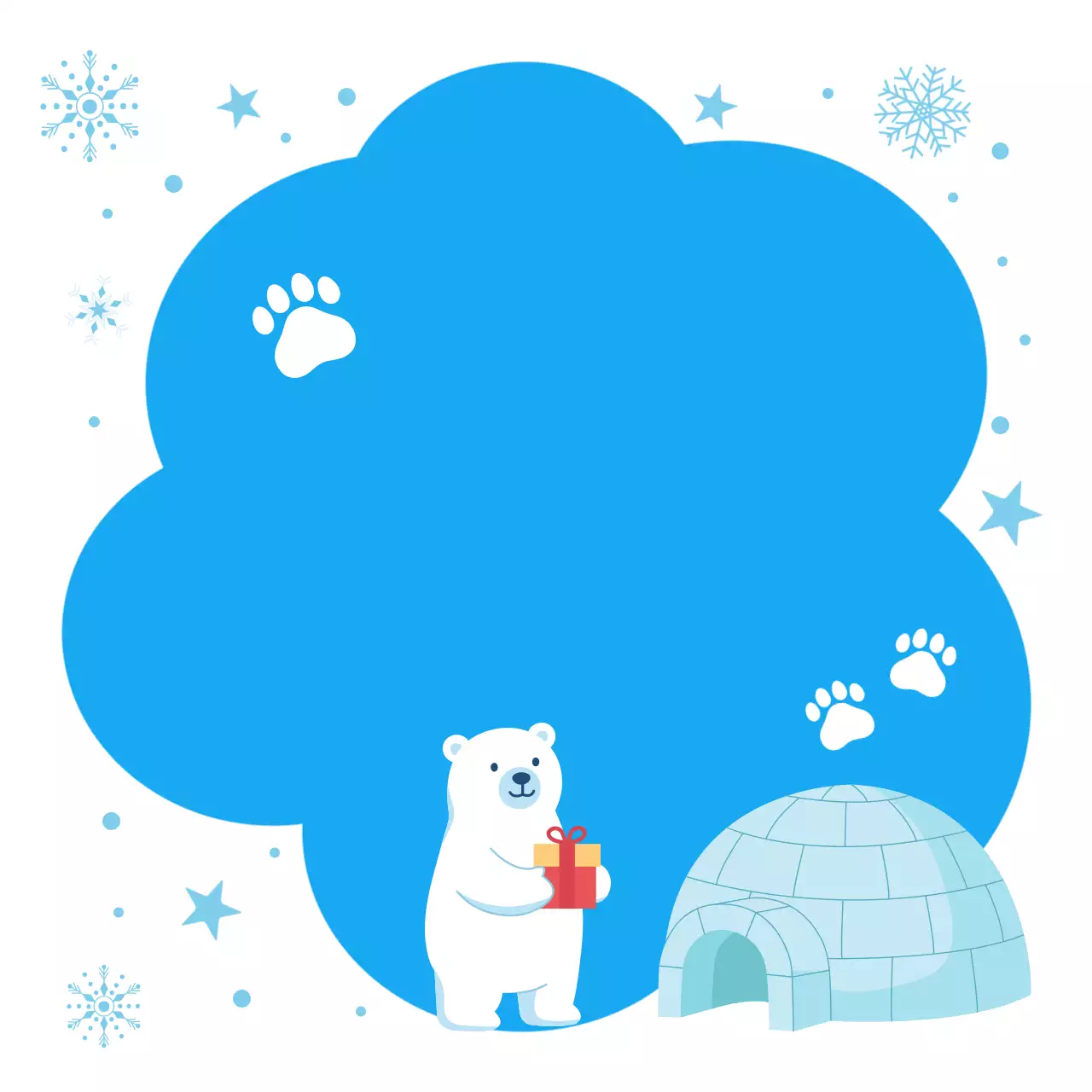파란색의 귀여운 겨울 북극곰 쪽지 문구