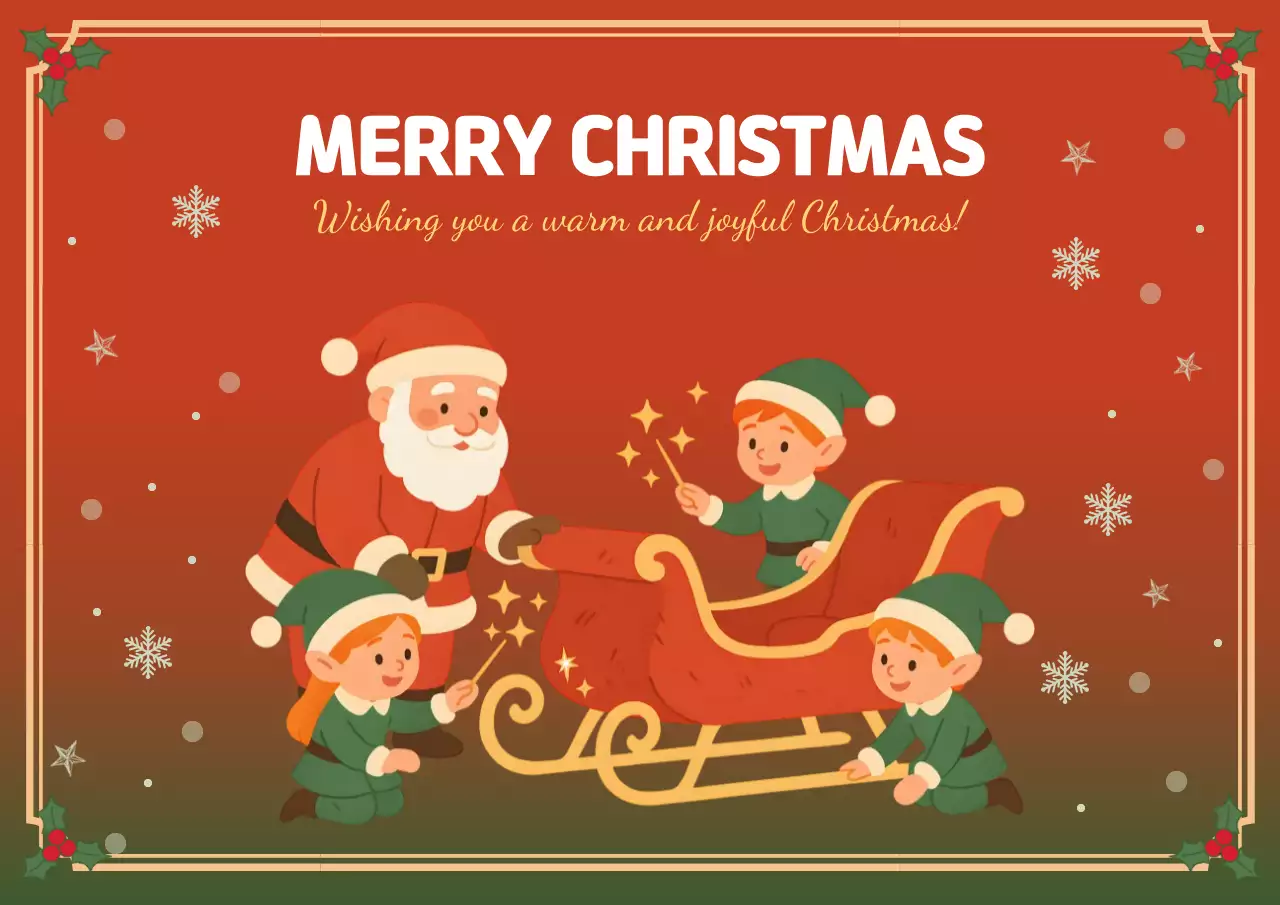 빨강 아기자기한 크리스마스 인사말