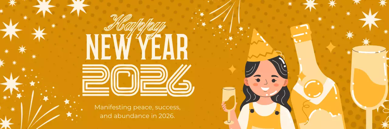 Hình minh họa vàng trắng Chúc mừng năm mới 2026