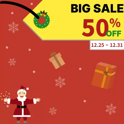 빨강과 노랑색의 강렬한 크리스마스 빅세일