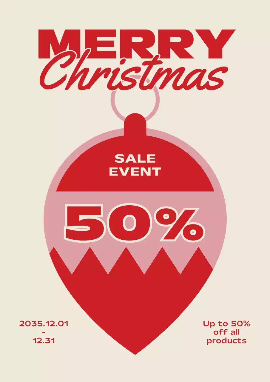 빨강 모던 크리스마스 할인 행사