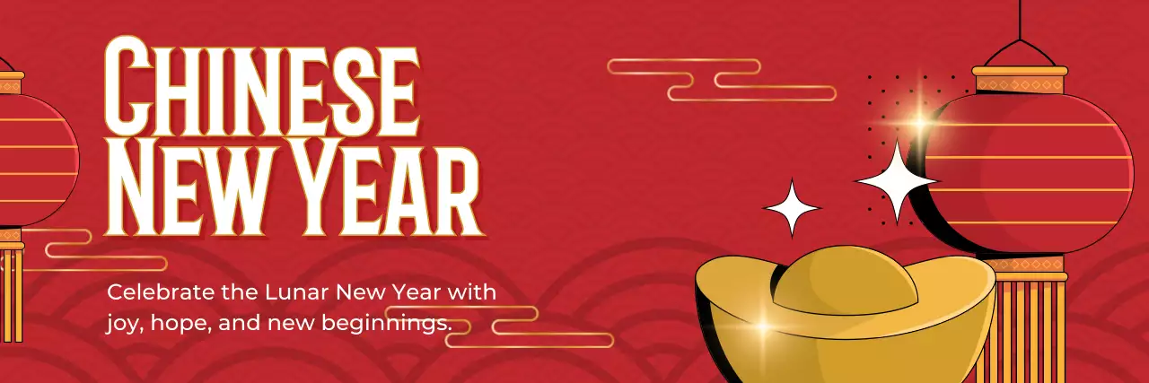 붉은색과 노란색으로 표현한 중국 설날 그림