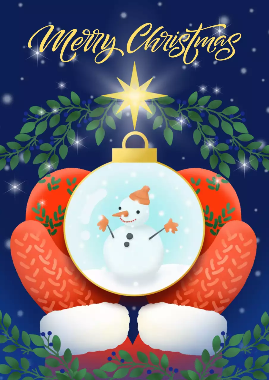 파랑 아기자기한 크리스마스 엽서