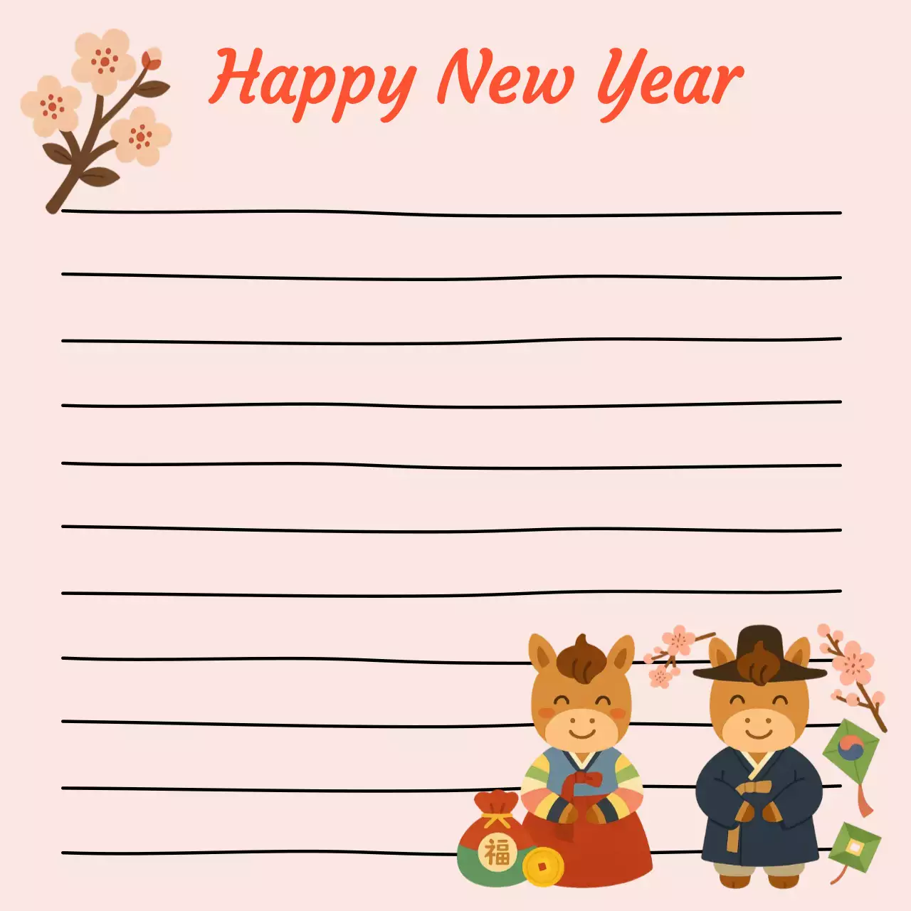 핑크 전통 새해 노트