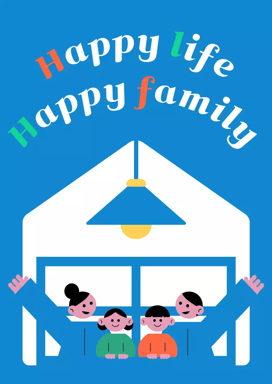 파랑 심플 가족 기념
