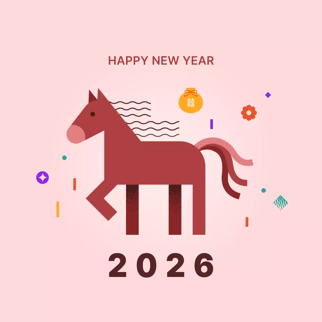 핑크 심플 미니멀 2026 병오년 새해 인사