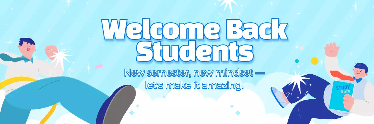 파란색과 흰색으로 표현된 개학 일러스트