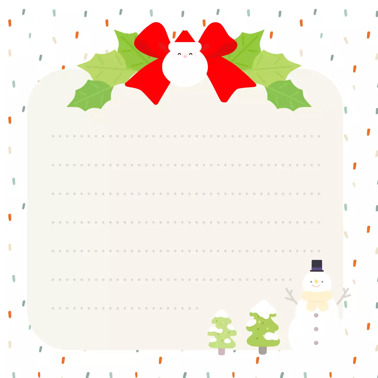 베이지 아기자기한 크리스마스 카드 엽서