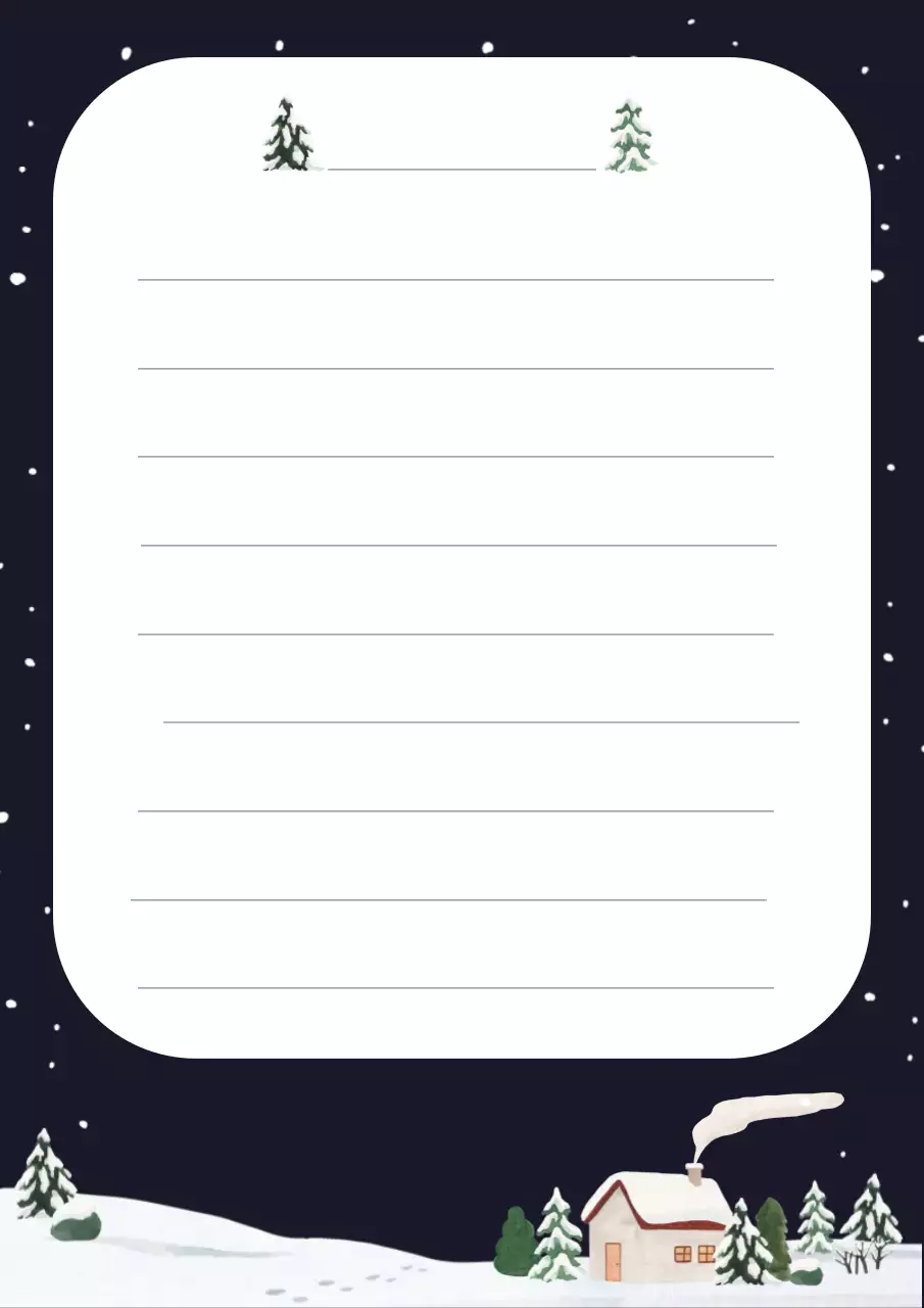 빈티지 수채화 눈 내리는 겨울밤 편지 디자인