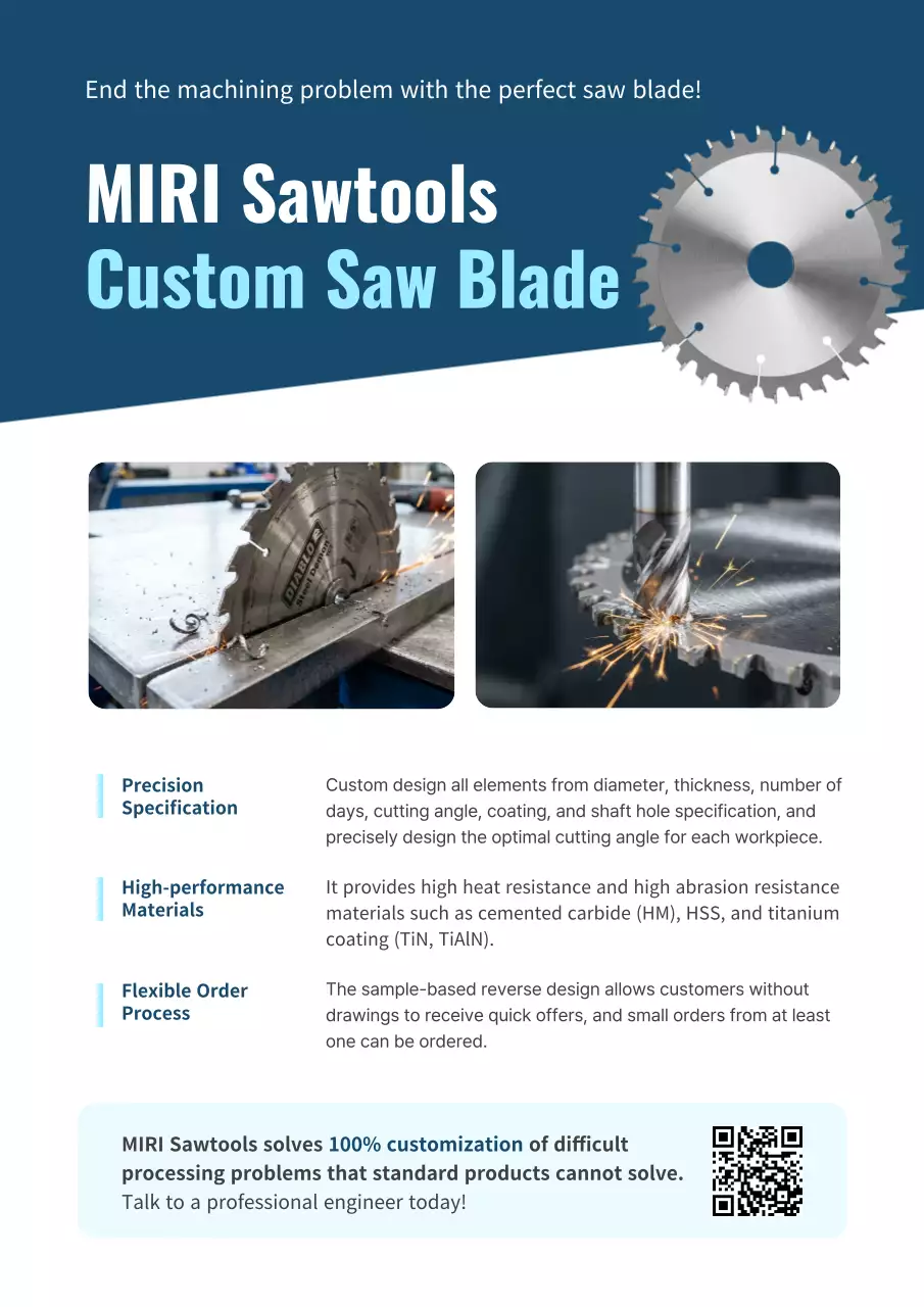 blue modern saw blade advertisement