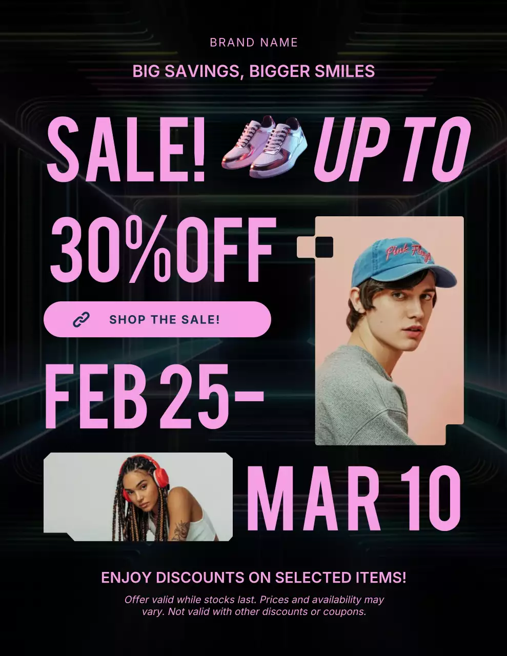 Pink and Black Bold Sales Promotion Poster