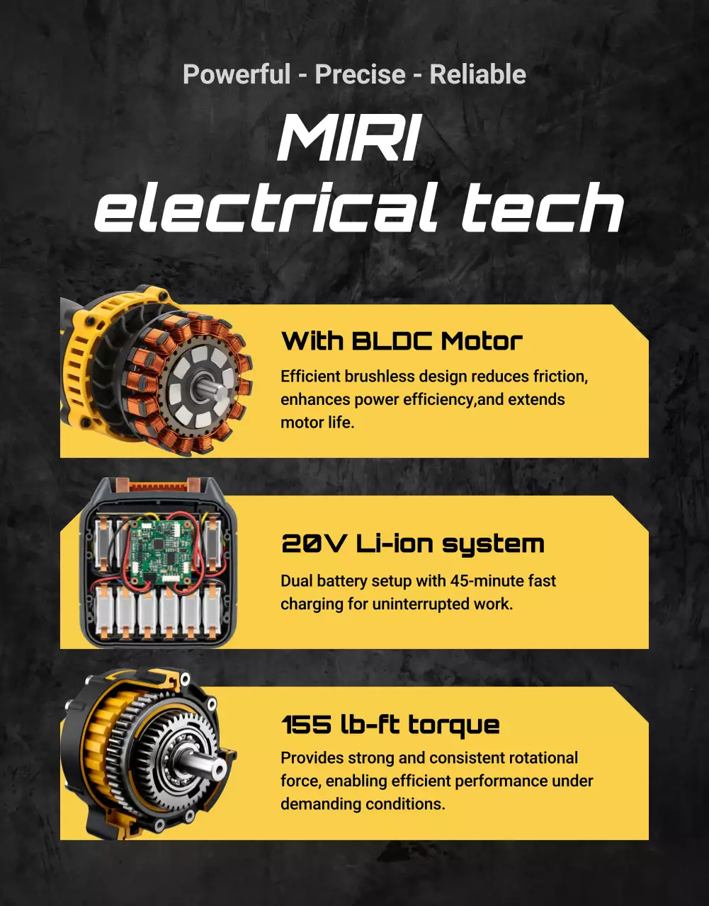 Anúncio de furadeira de impacto moderna amarela